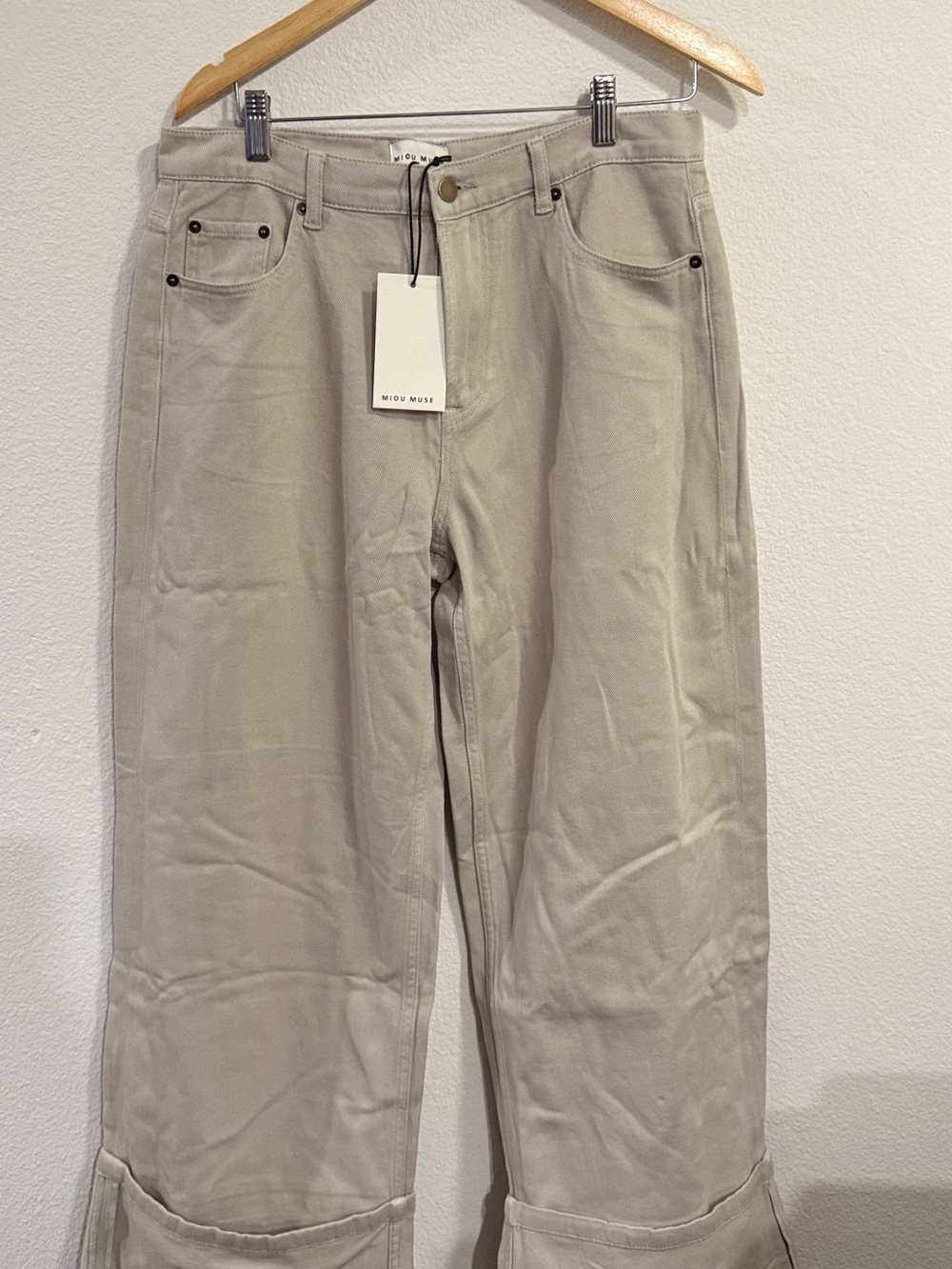 Miu Muse Beige Wide-Leg Women’s Jeans